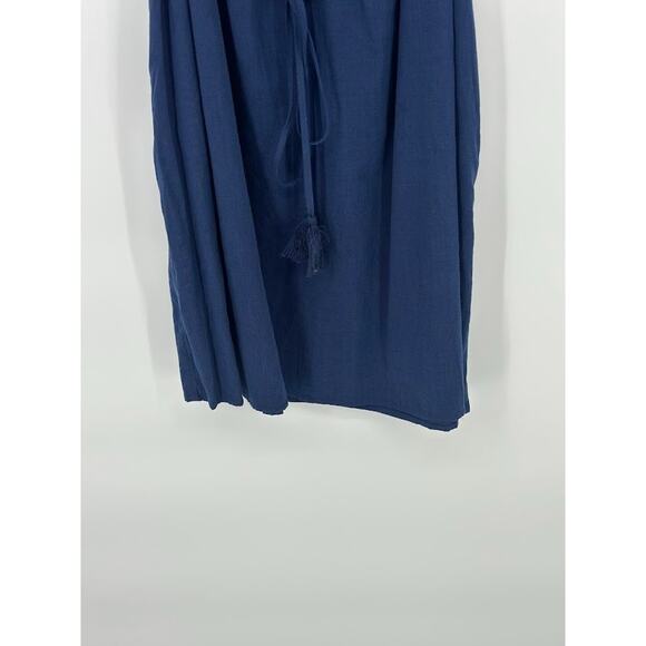 Knox Rose Blue Tassel Belted Shift Dress Size Large Sleeveless Lace Boho Pockets - Picture 4 of 10